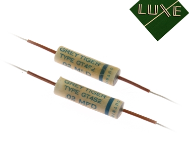 1952-1956 Grey Tiger: Matched Pair of Wax Impregnated .02mF Capacitors (Red Ink)