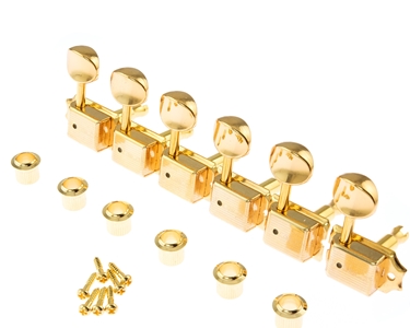 Kluson 6 In Line Set Of Tuners Single Line Right Handed Gold